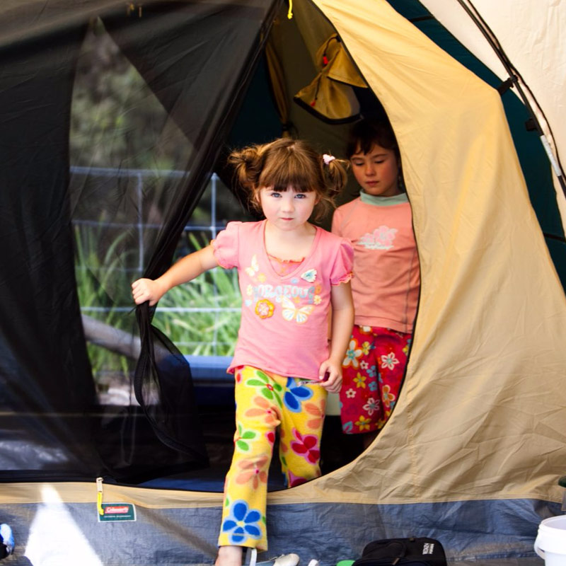Kids playing in tent