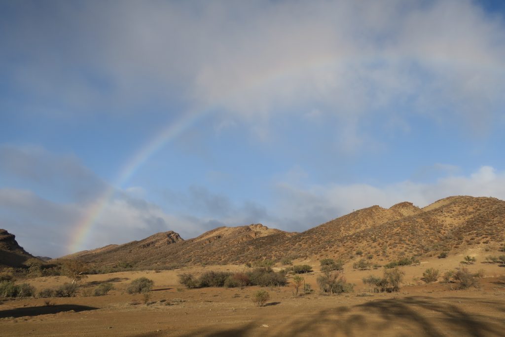 A light sprinkling of rain on Saturday morning was enough to create a rainbow while the surrounding country remained dry.