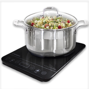 A casserole pot sitting on a Westinghouse Single Induction Cooktop (2000 W)