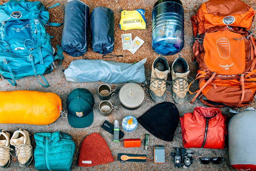 Snowys unplugged: our gear gurus go off-grid, and off-script! Picture of camping gear laid out on the ground