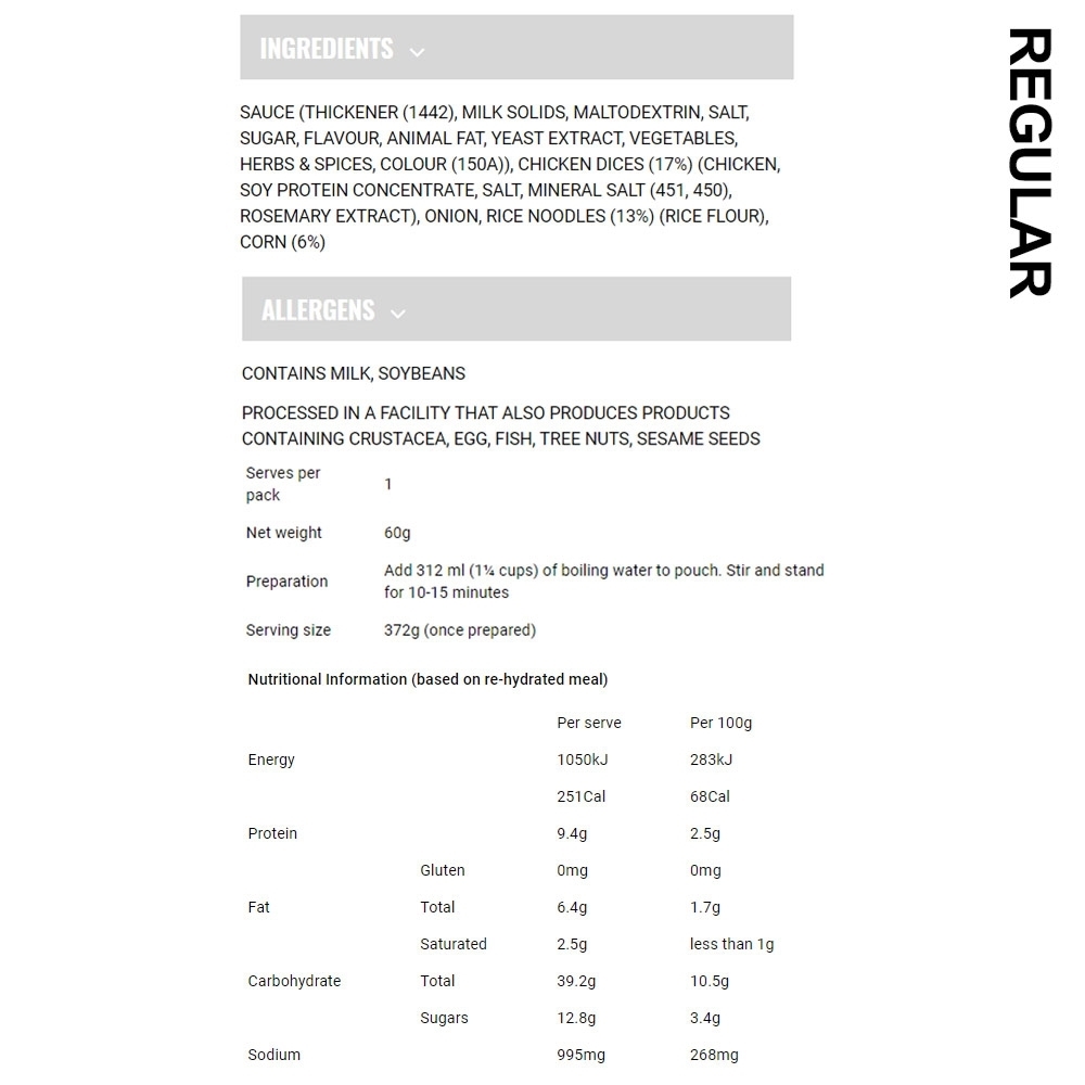 Back Country Cuisine Chicken, Corn & Noodle Soup 60g Snowys Outdoors